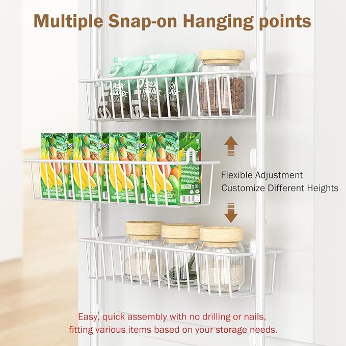 Delamu Over The Door Pantry Organizer, 5-Tier Pantry Door Organizers and Storage