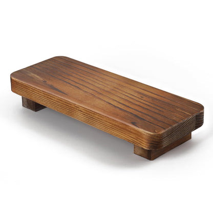 Liswit Farmhouse Wood Tray Rustic Wooden Pedestal Decorative Wood Riser for Farmhouse Kitchen Counter Bathroom Room Decor (Dark Brown)