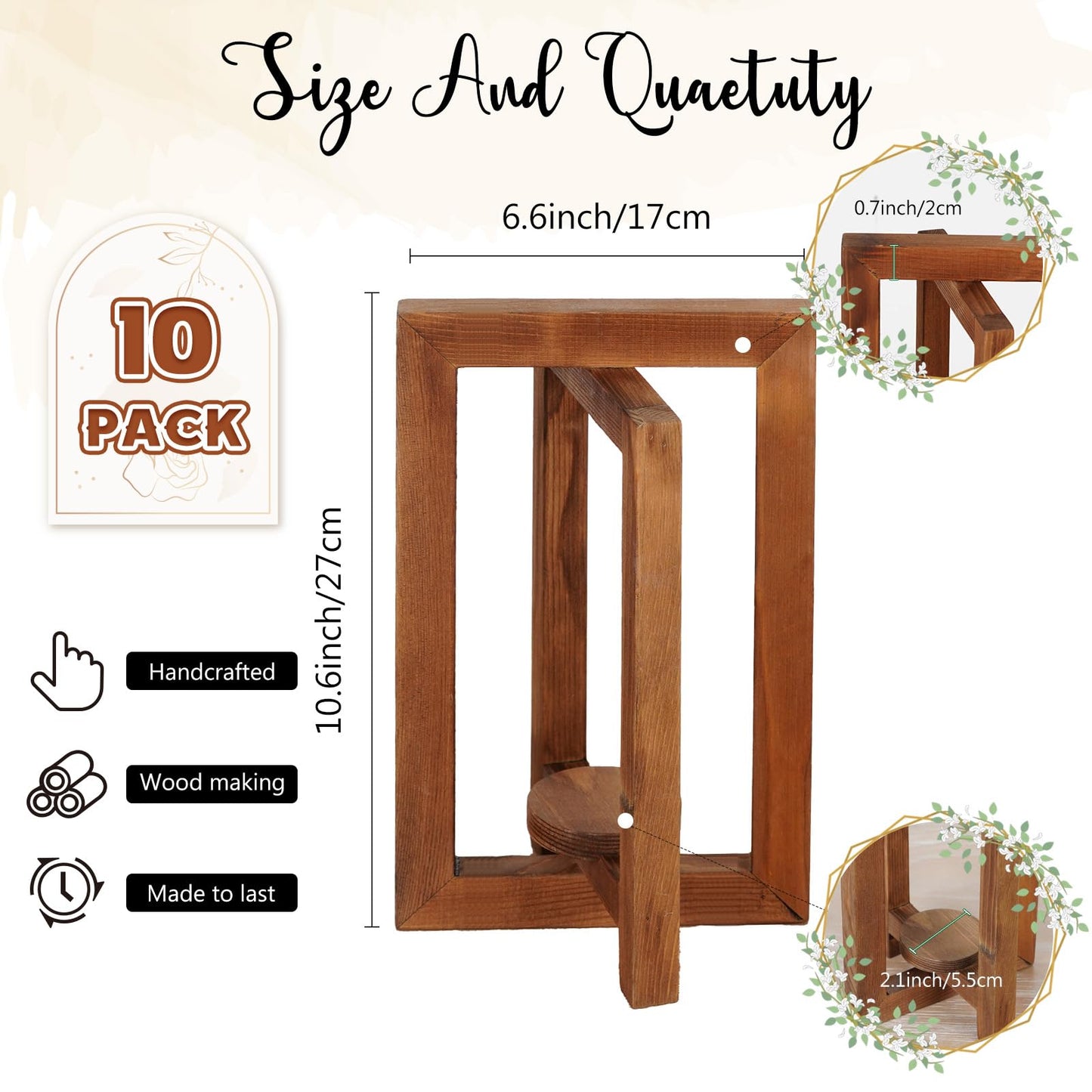 OurWarm 10Pcs Wedding Centerpieces for Tables, Foldable Centerpiece Table Decorations Center Pieces Decoration for Table, Rustic Wood Lantern Centerpieces for Tables Wedding Party Table Decor (Brown)