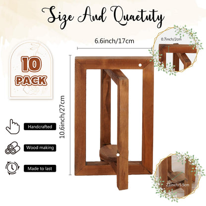OurWarm 10Pcs Wedding Centerpieces for Tables, Foldable Centerpiece Table Decorations Center Pieces Decoration for Table, Rustic Wood Lantern Centerpieces for Tables Wedding Party Table Decor (Brown)