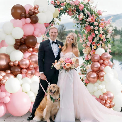 Dusty Pink Balloon Arch,Boho Balloon Garland with Blush Pink and Brown Rose Gold White Sand Balloons for Girl Baby Shower Bridal Valentines Day Wedding Birthday Party Decorations