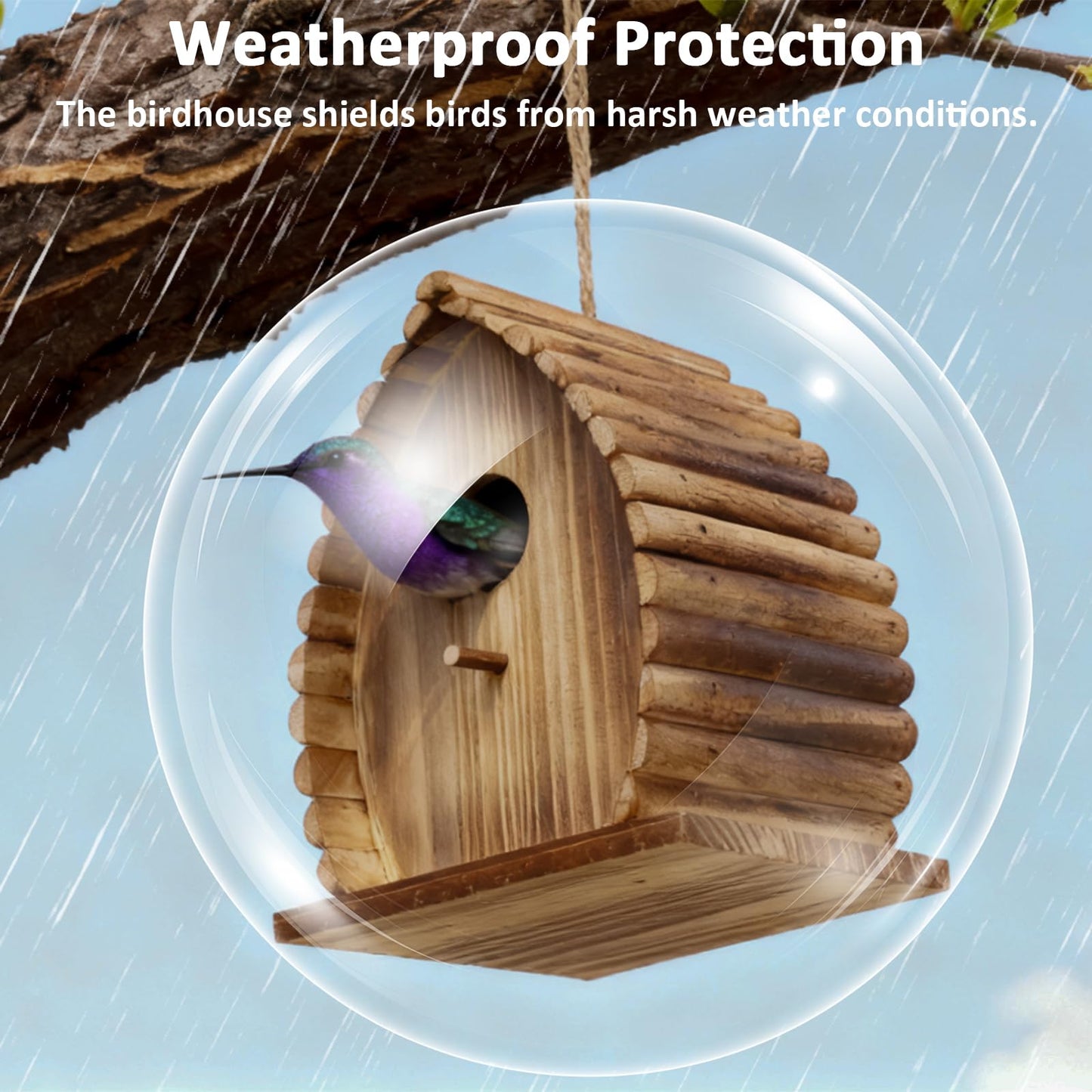wyicwyp Bird House for Outside Hanging Natural Wooden Birdhouse