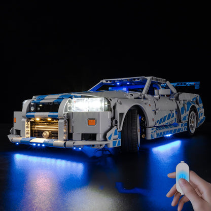 BrickSoul Upgrade Light Kit for Lego 42210 2 Fast 2 Furious Nissan Skyline GT-R (R34) Car Building | with ON/Off & Dimmer Switch & Hidden Cable Tech | Easy Install Lighting Set (42210 NOT Included)