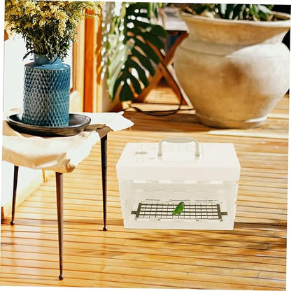 HANABASS Small Bird Carrier Cage with Handle 11.41 X 7.48 X 5.51 Inch Lightweight Portable Parrot Travel Cage Ventilated for Outdoor and Home Use