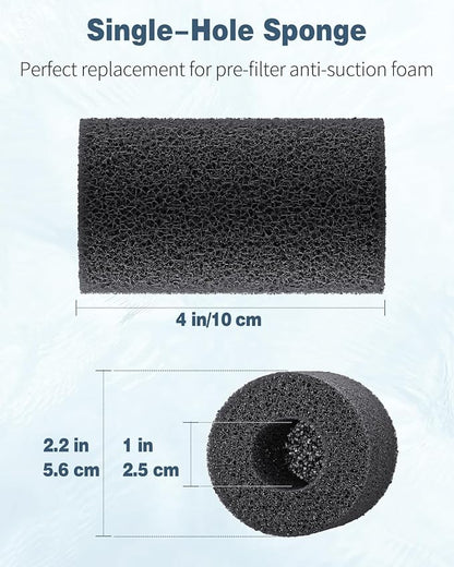 Pawfly 6 Pack Pre-Filter Sponge, Aquarium Filter Sponge 1" Intake Sponge Foam Roll for Small Fish Shrimp Fry Fish Tank Covers Accessories