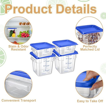 Barydat 4 Pcs Square Food Storage Containers