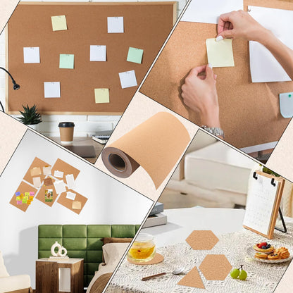 Yiksonyo 26 FT Length Self Adhesive Cork Roll, 17.3 Inch Width Self-Adhesive Cork Board Roll for Crafts, Home, and Office Decor, Easy to Use and Durable