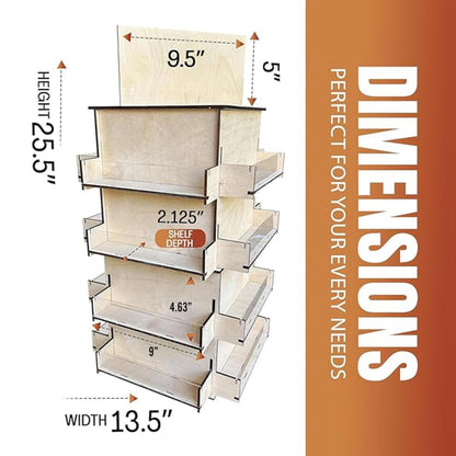 4-Sided Rotating Display Stand - Craft Shows, Trade Shows, Markets - Small & Medium-Sized Items like Stickers, Postcards, Coasters, Note Pads, Napkins - Heavy-Duty, Easy to Assemble (Natural)…