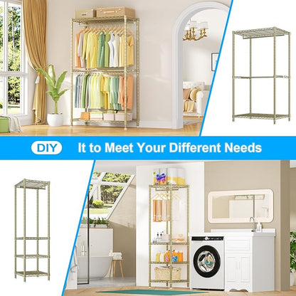 Ulif E10 Clothes Rack（With Stretchable Hanger Rod）Freestanding Clothing Racks