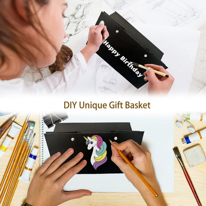 Baskets For Gifts Empty, 5 PCS Black Gift Bags With Handles DIY Kit, Gift Basket Empty To Fill Bulk For Party Favors Wedding Birthday Christmas Halloween Sympathy Thank You