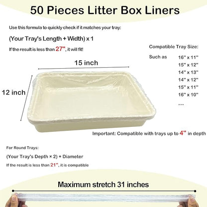 Disposable Small Animal Cage Liners, Rabbit Litter Box Lines Pet Tray Liner Bags Guinea Pig Cage Toilet Plastic Film for Bird Hamster Chinchilla Hedgehog (50 PCS, 27'')