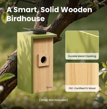 Birdfy Bird House with Camera Solar Powered with Metal Cladding for Outside, Bird Box with AI Bird ID, 1080P FHD & Night Vision for Bird Nest Watching, Auto Detect & Notify, Ideal Gift for Bird Lovers