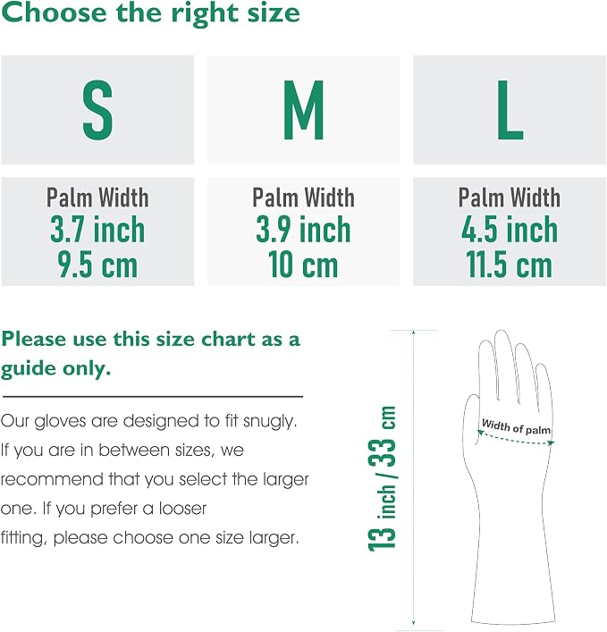 COOLJOB Medium Reusable Rubber Dishwashing Cleaning Gloves for Kitchen Bathroom, Non-Slip Grippy Long Dish Washing Gloves with Flocked Cotton Liner, Flexible Durable & Waterproof, Mint Green, 1 Pair