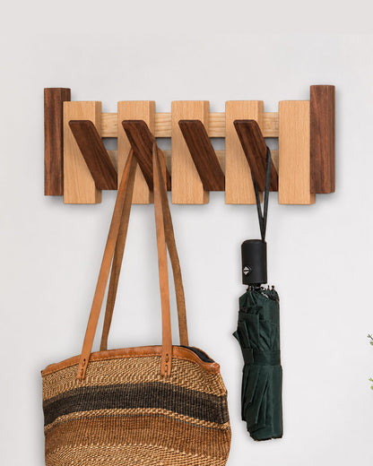 OLETNY Coat Rack Wall Mount Wood, Coat Hooks Wall Mounted Wooden with 4 Flip-Down Hooks,Farmhouse Home Decor Living Room as Housewarming Gifts,Thank You Gifts,Birthday Gift for Women,Mother,Mom,Wife.