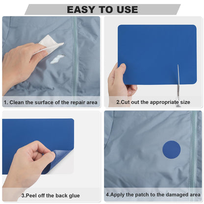 OAZ 8 Pieces 7.87 x 5.9 inch Nylon Repair Patches Nylon Fabric Patch Self-Adhesive Fabric Repair Tape Waterproof Lightweight Outdoor Gear Patch Kit for Down Jacket Clothing Tent Bag (Black/Navy Blue)