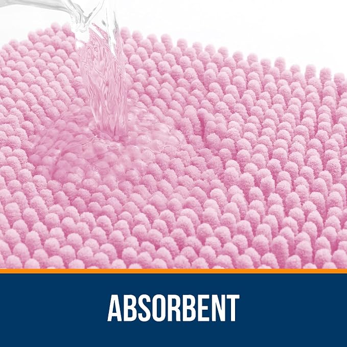 OLANLY Large Bathroom Rugs 40x32, Extra Soft Absorbent Chenille Bath Rugs, Rubber Backing Quick Dry, Machine Washable Bath Mats for Bathroom Floor, Tub and Shower, Home Decor Accessories, Pink