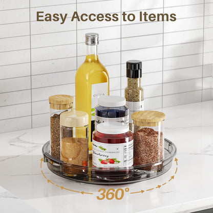 LAMU 3 Pack Lazy Susan Organizer Turntable for Cabinet, Rotating Condiment Organizer for Kitchen Pantry Organizers and Storage, Table Top, Fridge, Countertop, Spice Organization, 9.25'' 10.6'' 12''