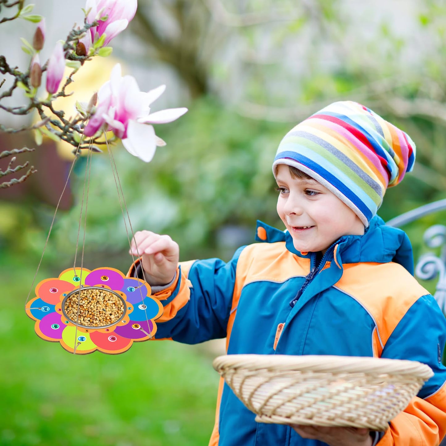 Fennoral 4 Pack Bird Feeder Kits for Kids Make Your Own Bird Feeders Wooden Art and Craft for Girls Boys Ornaments DIY to Paint Bird Feeders Craft for Spring Garden Outdoor Winter Activities Project