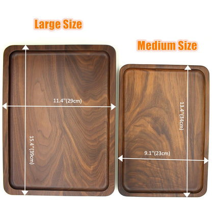 Bamber Wood Serving Tray Wooden Decorative Coffee Tea Platter Black Walnut 13.4 x 9 Inches