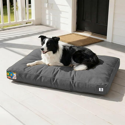 Sytopia 36 Inch Canvas Outdoor Dog Bed for Large Dogs, Durable Indoor Patio Pet Pad for Crate, Great Gift for Pets with Waterproof Machine Washable Removable Cover, Dark Grey