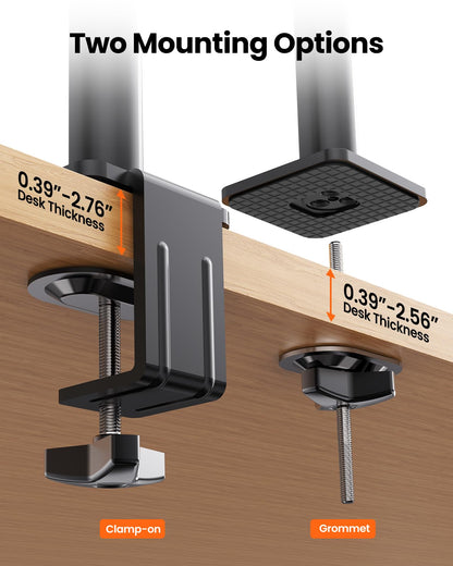 ErGear Vertical Dual Monitor Stand, Stacked Monitor Mount for 13-32″ Screens, Up to 19.8 lbs per Arm, Enhanced Stability with Integrated C-Clamp, Upgraded Cable Management, VESA 75x75/100x100mm, Black