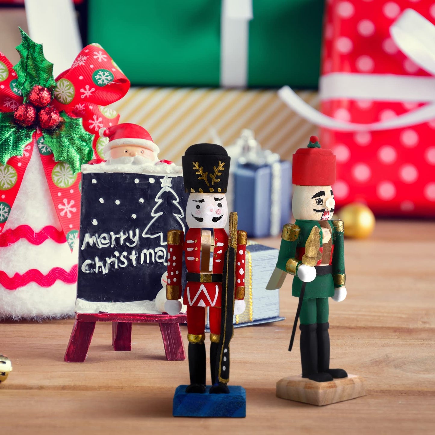 Sumind Christmas Unfinished Nutcracker Christmas Wooden Nutcrackers 5 Inch Xmas Craft Kit Box Paintable Nutcracker Figures for Adults Arts Project Ornaments Decoration(12 Pieces)
