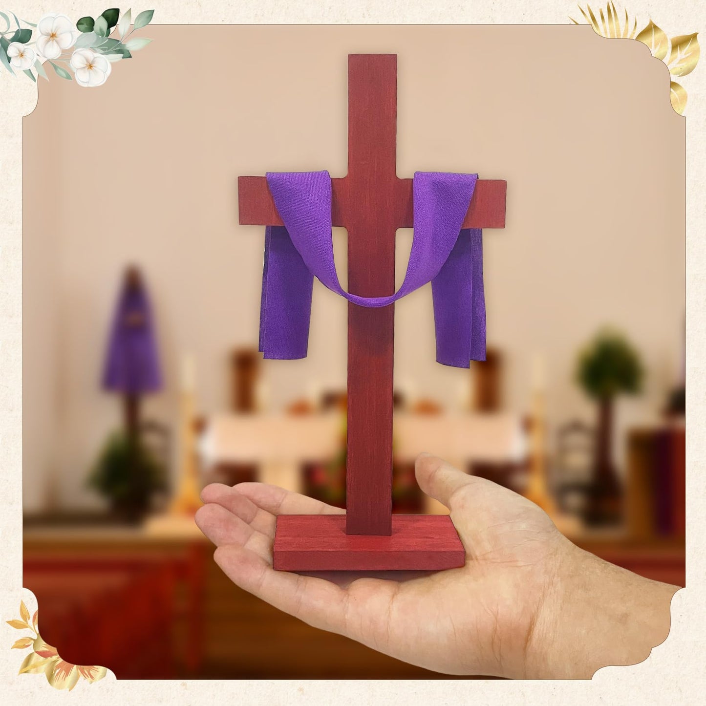6 Pieces Wooden Cross Table Decoration Easter Wooden Cross Standing Tabletop Centerpieces Sign for Nativity Church Sunday School First Communion Baptism Decorations (Christian, 17 Inch)