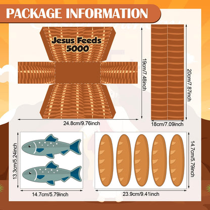 Motipuns 24 Set 24 Set Jesus Feed 5000 Craft Kit Sunday School VBS Religious Craft DIY Christian Handheld Basket Fisher of Men Vacation Bible School Gift for Home Church Preschool Activity Supply