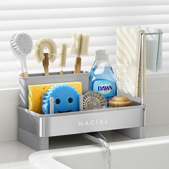Nacial Sponge Holder for Kitchen Sink, Sink Caddy Organizer