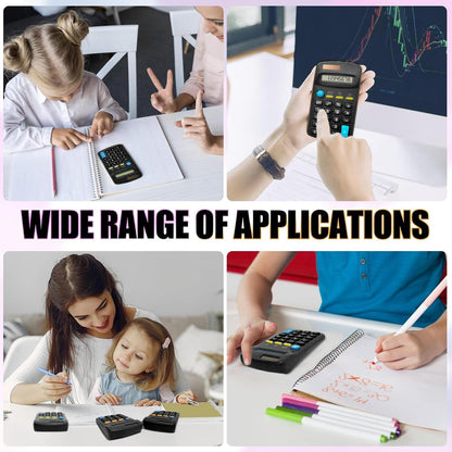18 Pack Basic Calculators for Students, Pocket Calculator Bulk Classroom Mini Calculators Solar and Battery Dual Powered Handheld Calculator 8 Digit Display for Office School and Home (Black)