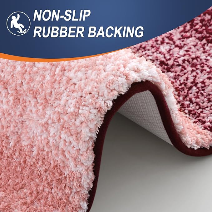 OLANLY Large Bathroom Rugs Mat 45x27, Extra Soft Absorbent Microfiber Bath Rugs, Rubber Backing, Quick Dry, Machine Washable Bath Mats for Bathroom Floor, Tub and Shower, Home Decor Accessories, Red