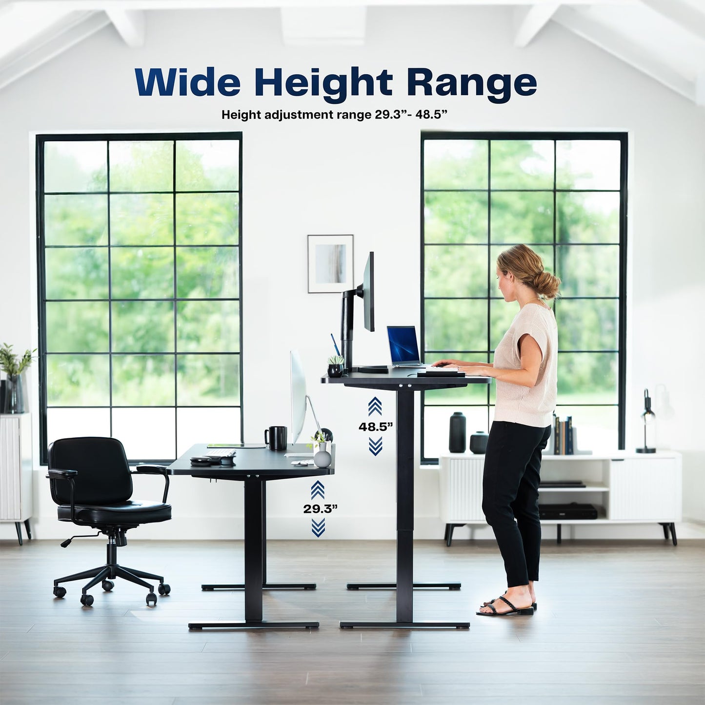 VIVO Electric 60 x 24 in Rustic Standing Desk, Memory Height Adjustment, 1B Series, Holds 220 lbs, One-Piece Vintage Brown Top, Black Frame, DESK-KIT-1B6N