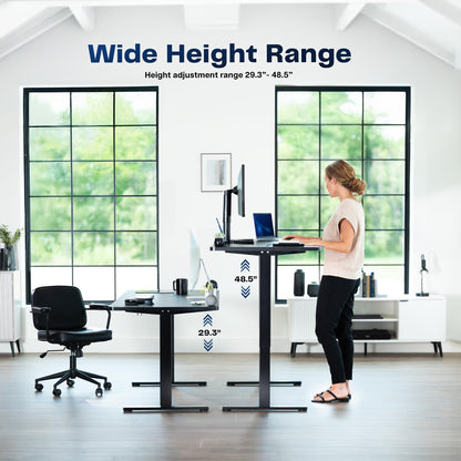 VIVO Electric 60 x 24 in Rustic Standing Desk, Memory Height Adjustment, 1B Series, Holds 220 lbs, One-Piece Vintage Brown Top, Black Frame, DESK-KIT-1B6N