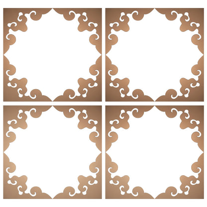 uxcell 16 Pcs Hollow Mirror Wall Stickers, Acrylic Corner Decorative Pattern Decals Self Adhesive Mirror Stickers for Bathroom Living Room Bedroom Ceiling Office (Brown, 4x4)