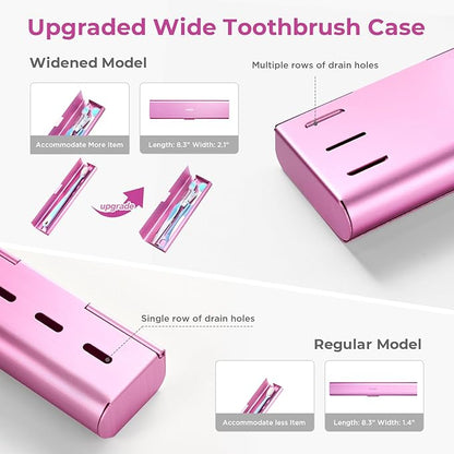 Wider Aluminum Toothbrush Travel Case, Portable Travel Toothbrush Holder
