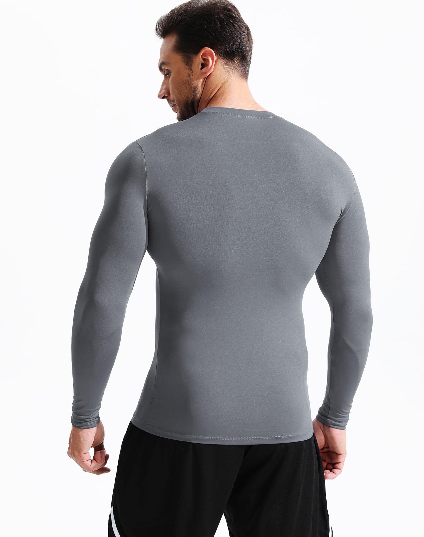 NELEUS Men's 3 Pack Workout Athletic Shirt Long Sleeve Compression Shirts,5020 Black/Grey/White,XL