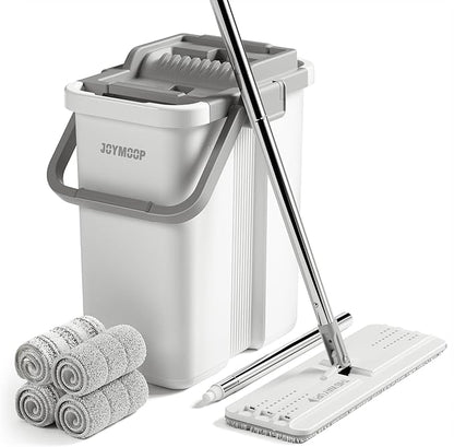 JOYMOOP Mop and Bucket with Wringer Set, Flat Squeeze Mop Flat Head, Dust Mops