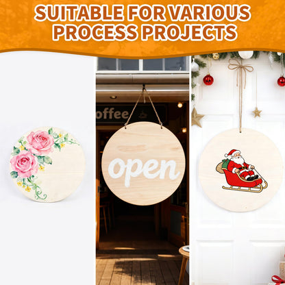 SLNNROA Unfinished Wood Circles for Crafts, Wood Sign Blank Round Wooden Discs for DIY Crafts Door Hanger Sign, Painting, Wooden Plaques for Crafts (12 Pcs,13.5 inch)