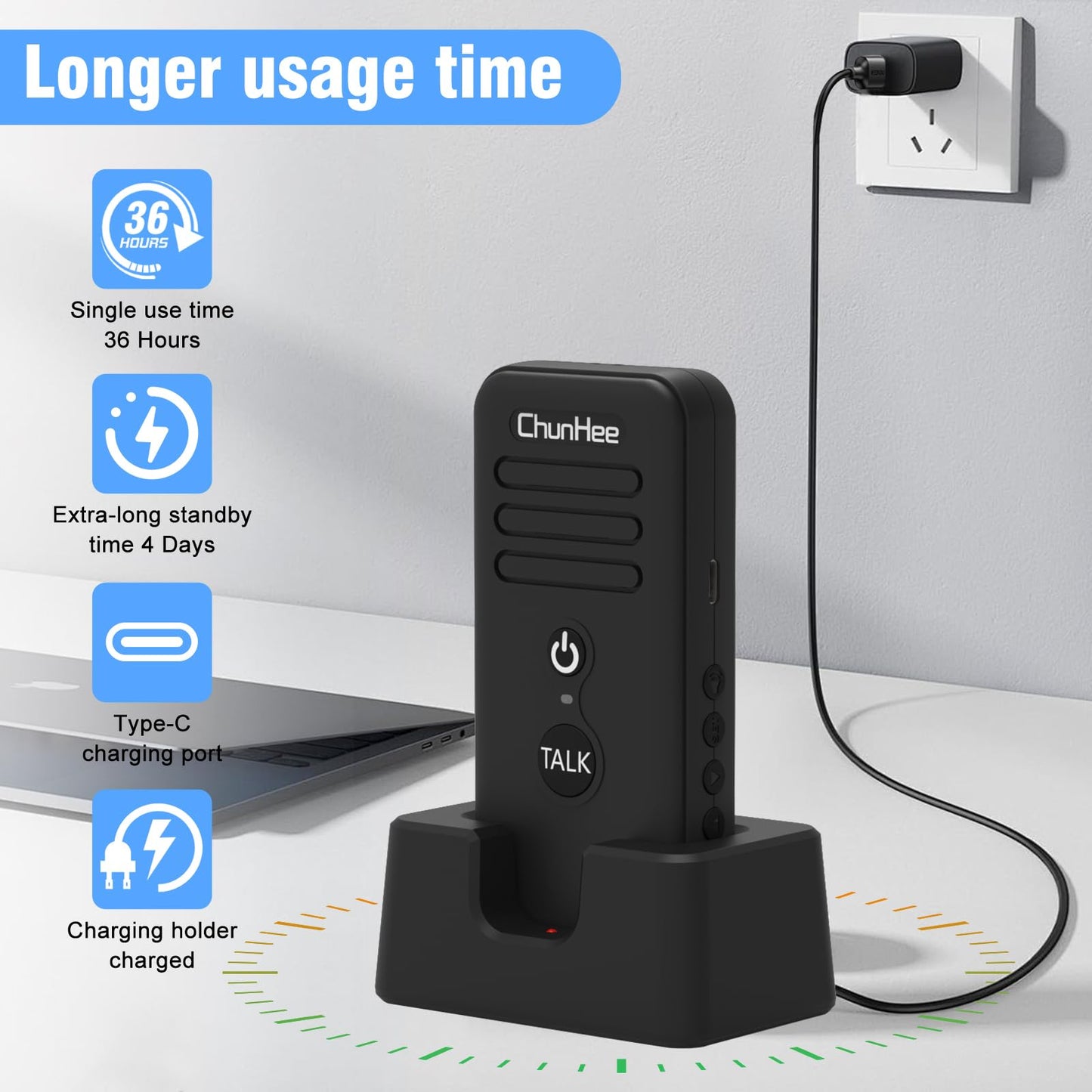 ChunHee Intercoms Wireless for Home, Upgraded Long Standby 16 Channels Caregiver Wireless Intercom System for Elderly 1640ft Portable Intercom Two Way Room to Room Communication Intercom for Home Use