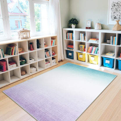 Machine Washable 5x7 Area Rugs for Living Room Ombre, Non Slip Purple Soft Low Pile Abstract Modern Cute Girls Rugs for Bedroom Indoor, Large Carpet Playroom Nusrery Kids Dining Office Room Rugs