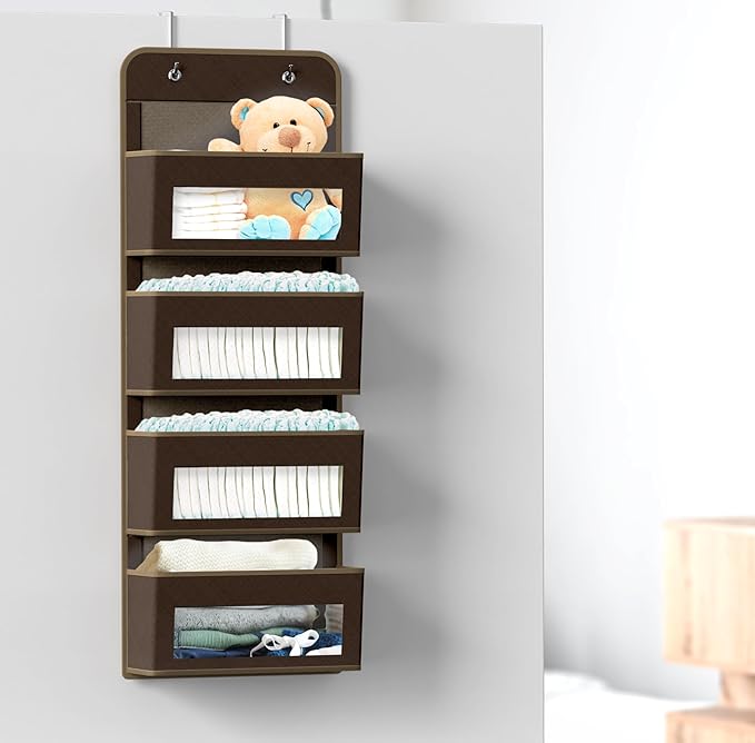 Simple Houseware 4 Clear Window Pocket Over Closet Door Storage Hanging