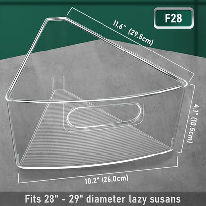 JEISSLIA Lazy Susan Cabinet Organizer Bins for 26"/ 28"/ 32" Diameter Corner Organizer, Plastic Cabinet Storage Bin, 1/8 Wedge - Food Safe, BPA Free, with Non-Slip Pads (for 28" Diameter, 4 Pack)
