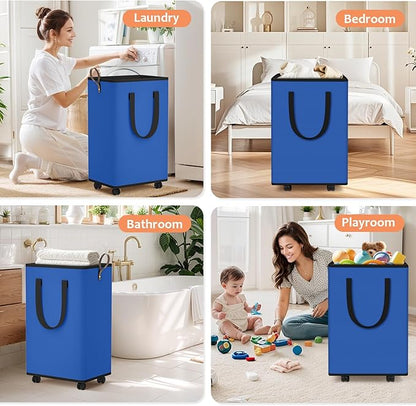 Laundry Basket with Wheels, Collapsible Laundry Baskets, Laundry Hamper with