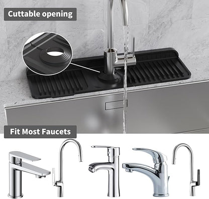 WAFT YEARN 17X5 Inch Silicone Durable Faucet Mat Kitchen Sink Splash Guard