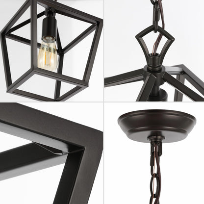 JONATHAN Y JYL7618A Pagoda 8" 1-Light Vintage Farmhouse Iron Chain Pagoda LED Pendant Minimalist, Rustic, Industrial, Classic, Casual, Living Room, Dining Room, Bedroom, Foyer, Oil Rubbed Bronze
