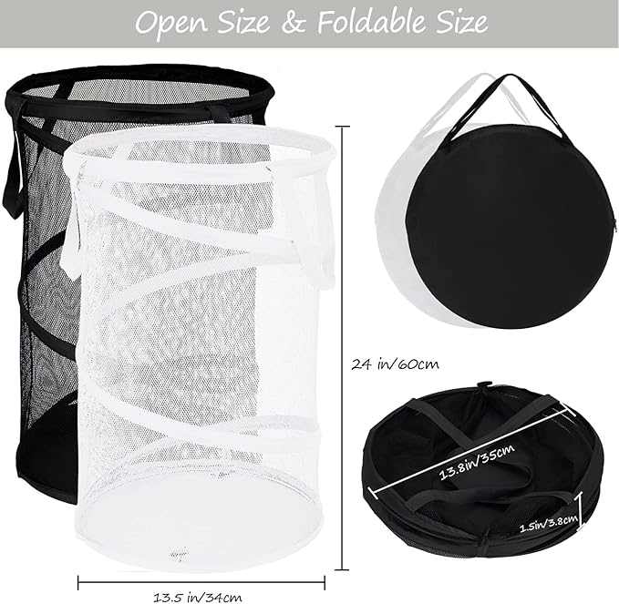 BATTOO 2 Pack Large Collapsible Laundry Basket Foldable Mesh Pop Up Hamper