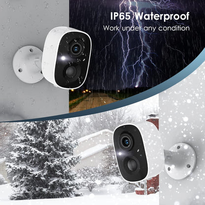 GMK Security Cameras Wireless Outdoor 4 Pack, 2K Battery Powered Cameras for Home Security, Color Night Vision, Motion Detection, 2-Way Talk, IP65 Waterproof, Remote Access, Cloud/SD Storage