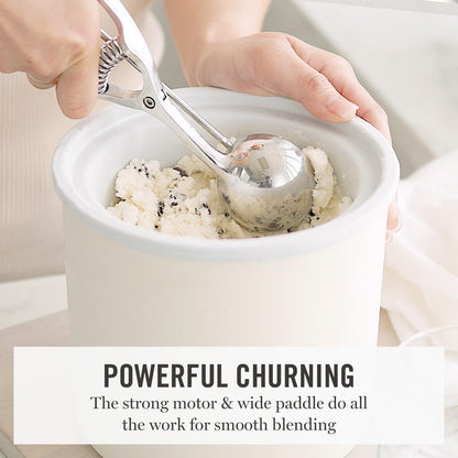 Martha Stewart Ice Cream Maker, 2 Quart Double-Insulated Freezer Bowl, Sorbet & Frozen Yogurt, Ready in 20 Minutes, Mix-Ins Chute, Easy to Clean, Linen Cream