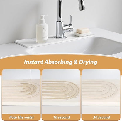 Kitchen Sink Faucet Mat, Diatomaceous Earth Quick Dry Sink Splashback Drying Mat