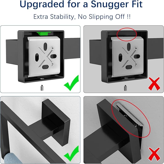 Gypie 5-Piece Bathroom Accessories Set, 24-in Towel Racks Wall Mounted Stainless Steel, Towel Hardware Set Matte Black